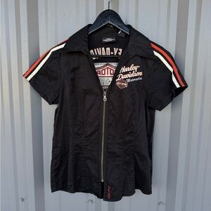 Harley-Davidson Black and Red Embroidered Blouse - classic. Biker / Street wear